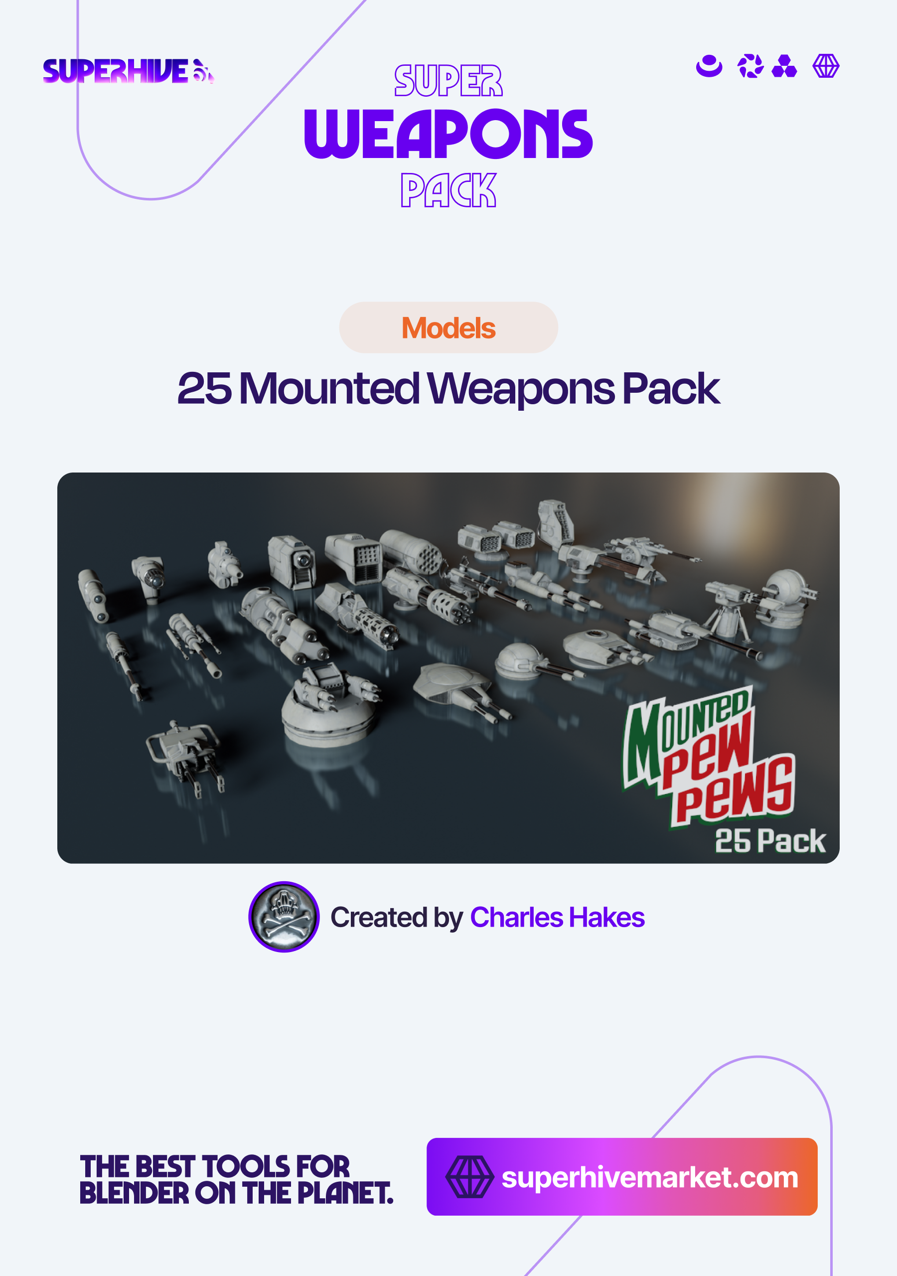 2025 humble bundle product image – 25 Mounted Weapons Pack